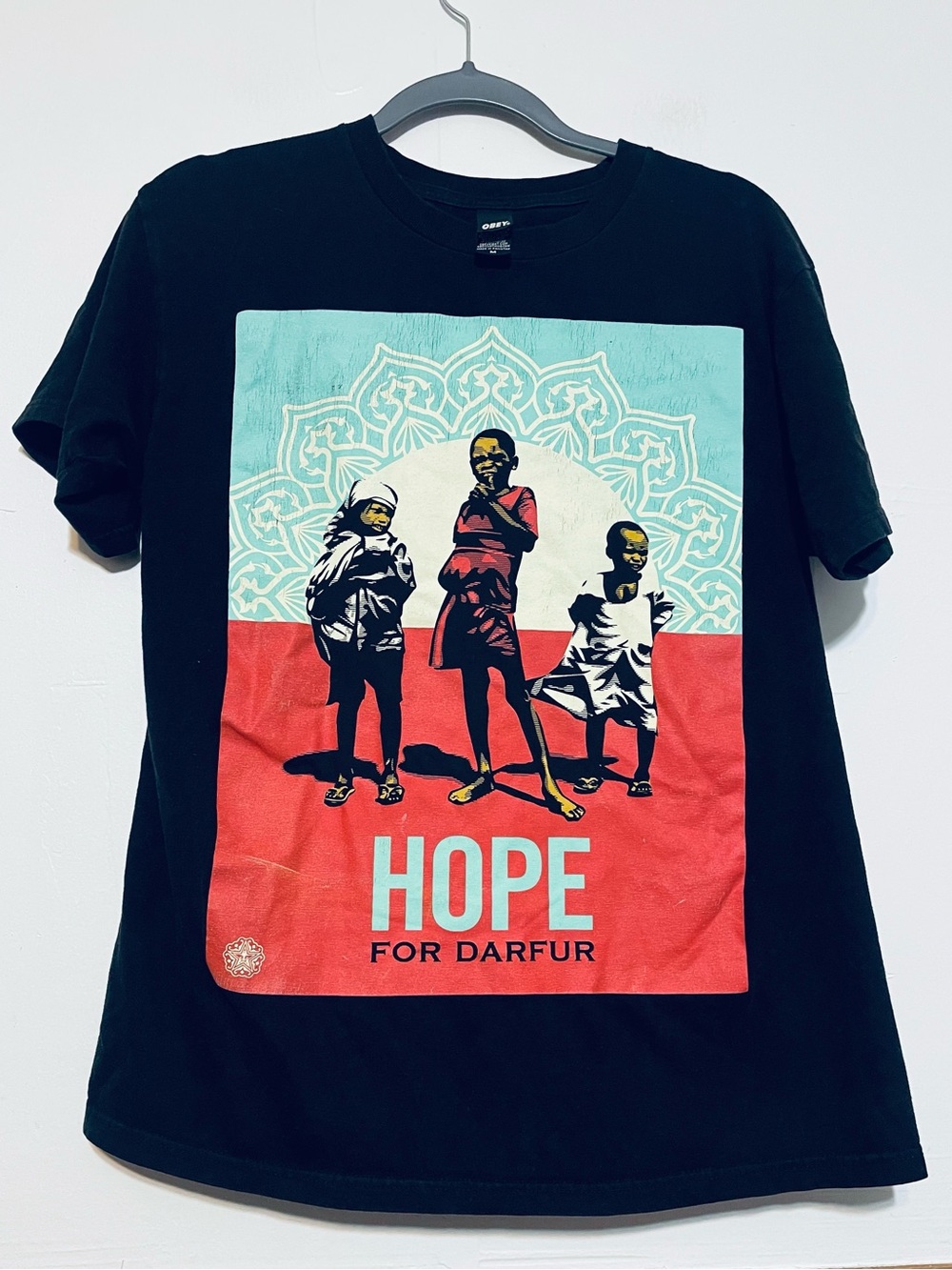 Obey Kids 'Hope for Darfur' Graphic Tee - Black with Red & Aqua